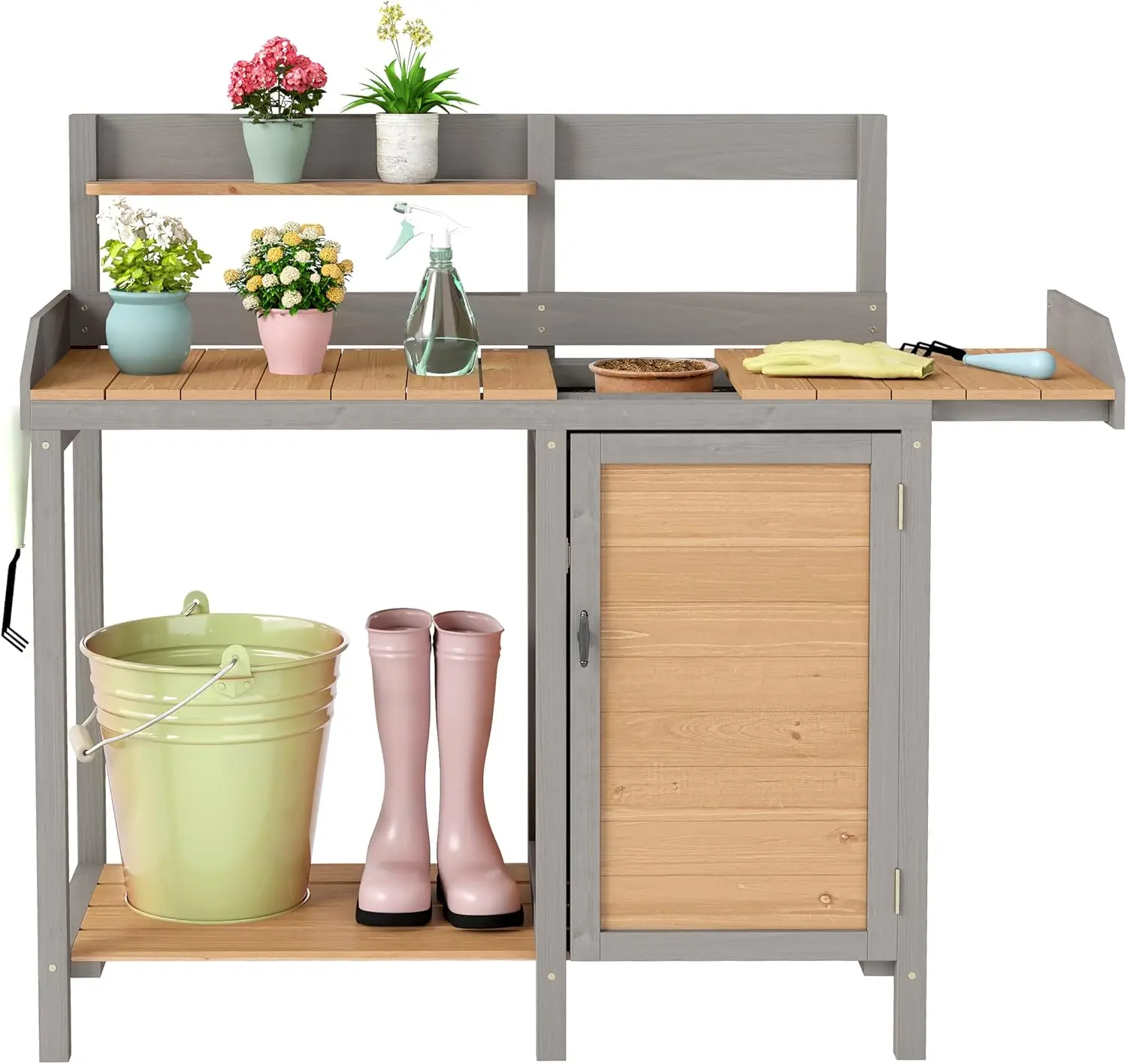 Leatherwork Bench - Деревянный стол-верстак с раковиной, уличный садовый
